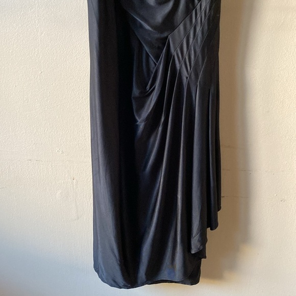 BCBG Maxazria Evening Dress Size Small Black Drape MIDI Spaghetti Strap Dress - Picture 5 of 7
